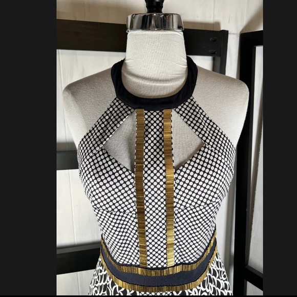 SASS & BIDE RUNWAY WOMEN'S BLUE INVINCIBLE EMBELLISHED PIQUÉ CREPE MAXI DRESS - Picture 10 of 17